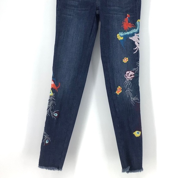 Free People Bird Embroidered Skinny Denim Jean NWT - Picture 3 of 6